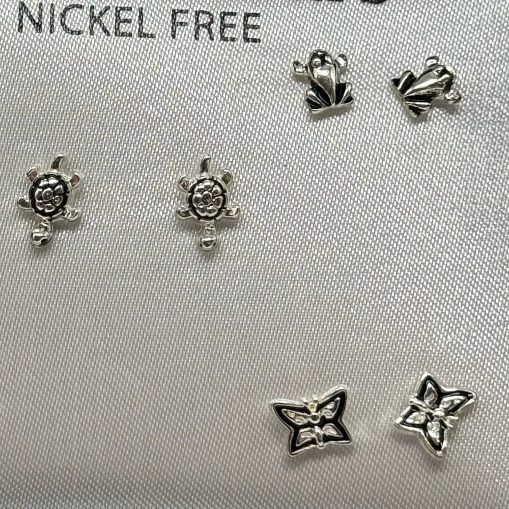 Box Set 5 Pairs Silver Post Earrings